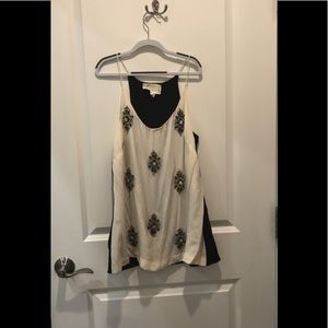 Atelier Nicole Miller Beaded Silk Cami Size L